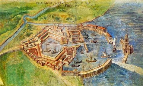 Mapa o imagen del puerto de Ostia Antica en Roma