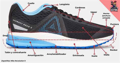 Infografía: Anatomía de una zapatilla ASICS infantil destacando la entresuela EVA y la malla transpirable