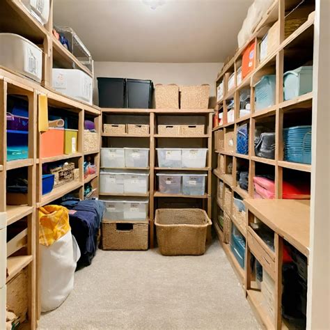 Foto de un trastero limpio y organizado con diferentes tipos de muebles y cajas etiquetadas.