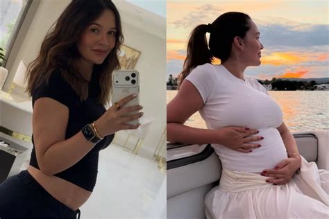 Lina Tejeiro embarazada, mostrando su barriga en redes sociales