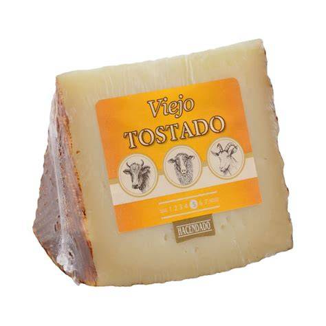 Foto de cuña de queso viejo tostado con empaque de Mercadona