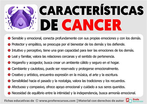 Infografía sobre las características de Cáncer