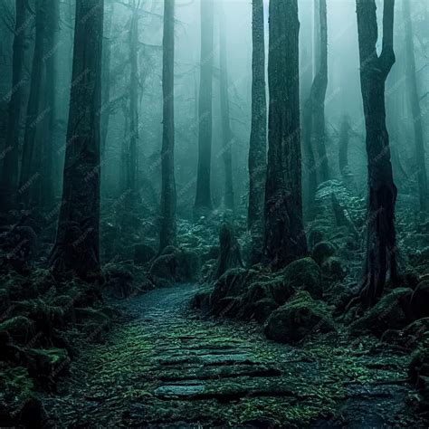 Ilustración de un bosque sombrío y la silueta de una joven loba huyendo de una manada