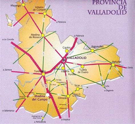 Mapa de Valladolid mostrando Medina del Campo y Ataquines