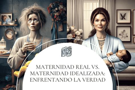 Infografía que compara la representación idealizada de la maternidad en redes sociales con la realidad de la depresión posparto.