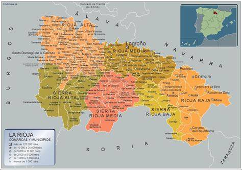 Mapa de España con las regiones de Navarra, La Rioja y el País Vasco destacadas, mostrando las ubicaciones de Pamplona, Rincón de Soto y Bilbao.