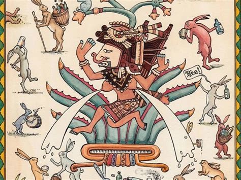 Representación artística de la diosa Mayahuel y los Centzon Totochtin.