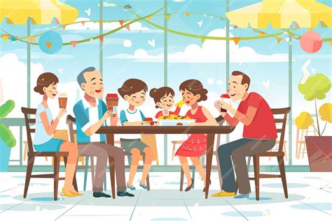 Familia disfrutando de una comida en un restaurante con vista a un parque infantil