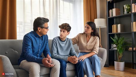 padres hablando con hijo adolescente