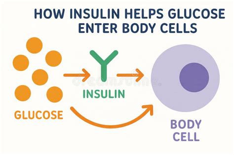 Esquema que muestra cómo la insulina ayuda a la glucosa a entrar en las células y qué sucede cuando los niveles bajan de forma drástica.