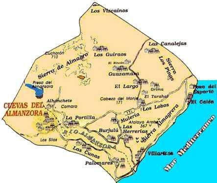Mapa de ubicación del pantano de Cuevas del Almanzora en Almería