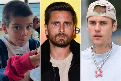 Montaje fotográfico comparando a Justin Bieber de niño con Reign Aston Disick