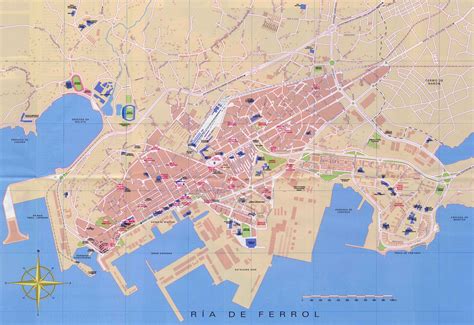 Mapa interactivo histórico con localizaciones destacadas de Ferrol y comarca