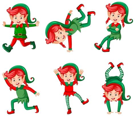Ilustración de un niño feliz usando un pijama de elfo con colores navideños clásicos como rojo y verde