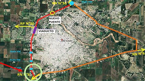 Mapa esquemático o vista aérea de la zona de la circunvalación de Algeciras donde se aprecia el cambio de trazado en el Arroyo del Río de la Miel.