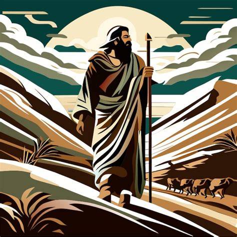 Ilustración de Moisés con Séfora en Madián