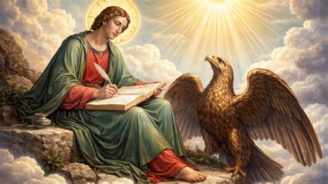 Representación iconográfica de San Juan Evangelista, tradicionalmente simbolizado por el águila, conocido como el
