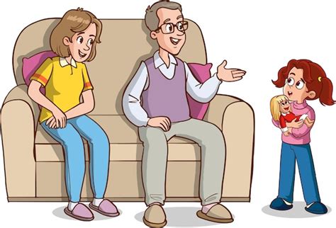 Ilustración de padres conversando con sus hijos
