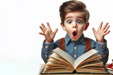Foto de un niño sorprendido por un libro pop-up