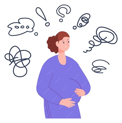 Representación visual de una mujer embarazada con pensamientos dispersos y sensaciones de inquietud