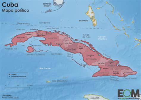 Mapa de Cuba con la ubicación de los principales centros de reproducción asistida