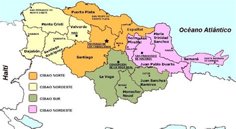 Mapa de la región del Cibao con puntos marcados de actividad criminal