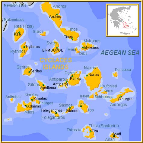 mapa de las Islas Cícladas