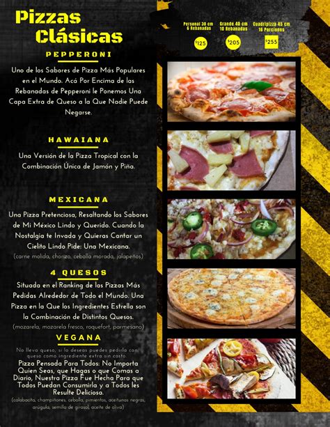 Infografía: opciones de menú de D'Nene Pizzería