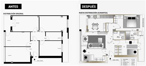 Plano de distribución de un apartamento moderno en Bilbao con balcón y zona de estudio.