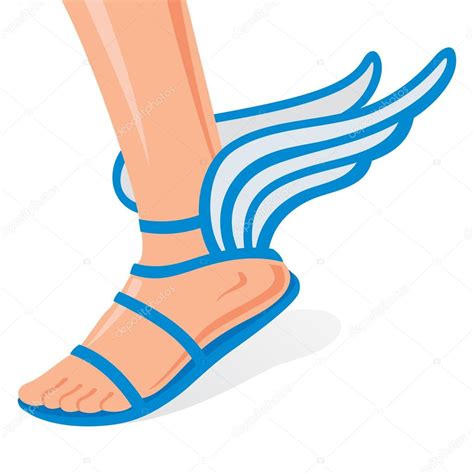 Ilustración de Hermes con pétaso, sandalias aladas y caduceo