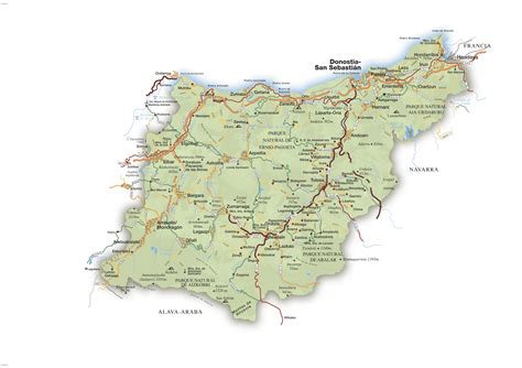 Mapa de la provincia de Guipúzcoa señalando la ubicación de Beasain