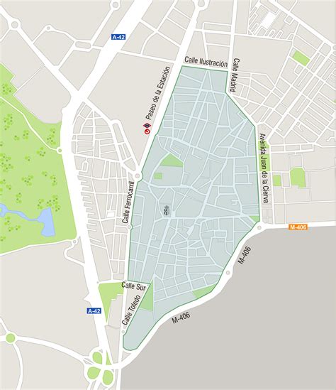 Mapa de zonas de ocio infantil destacadas en el área de Getafe