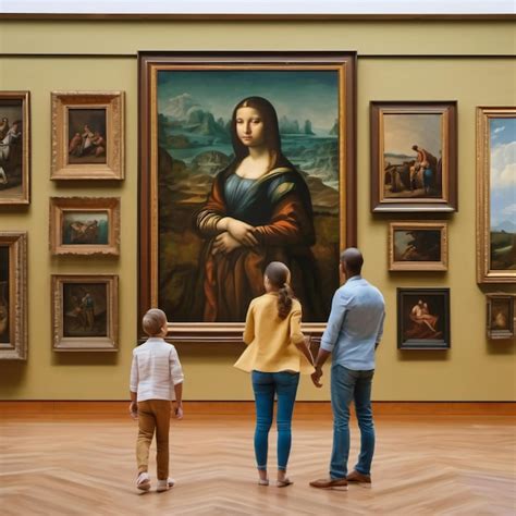 familia visitando un museo de arte