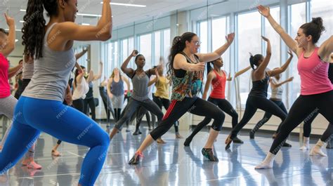 Foto de Andrea Sara Hinojosa dirigiendo una clase de baile o en un evento