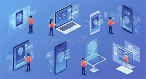Ilustración de un niño interactuando con dispositivos digitales