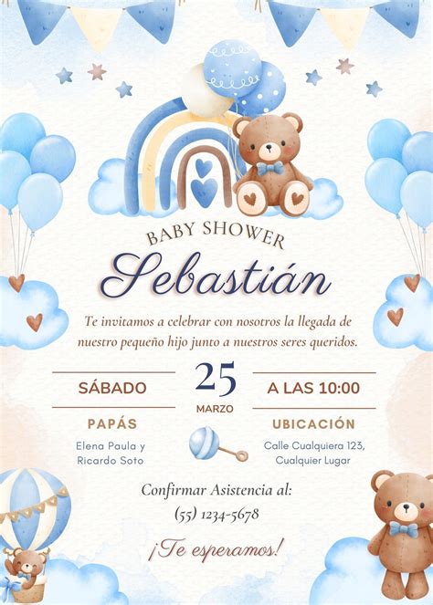Diseño de una invitación de baby shower personalizada con motivos infantiles
