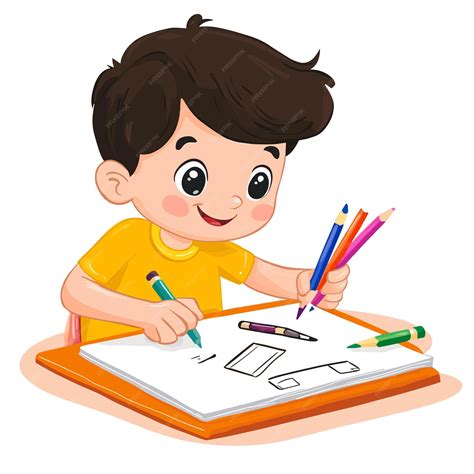 Niño dibujando con un kit de manualidades