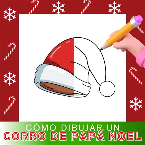 Gorro de Papá Noel para bebé con tira frontal blanca decorada con dibujos y ceras de colores