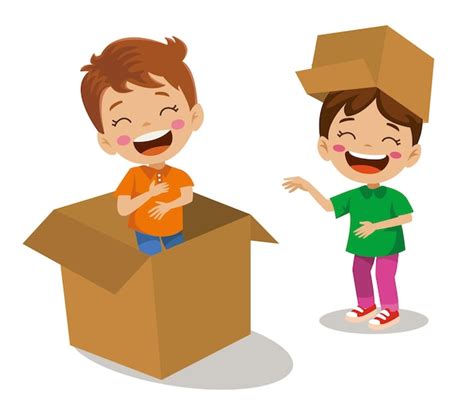 Ilustración de un niño jugando con una caja de cartón grande, rodeado de regalos sin usar