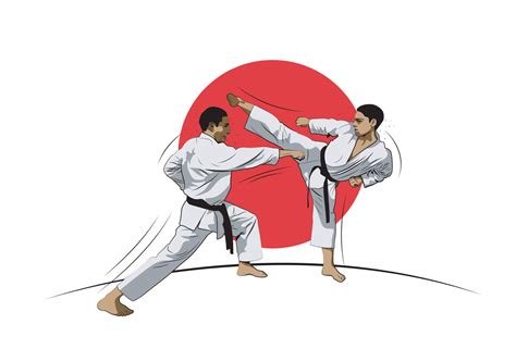 Ilustración de practicantes de Karate-Do en Japón