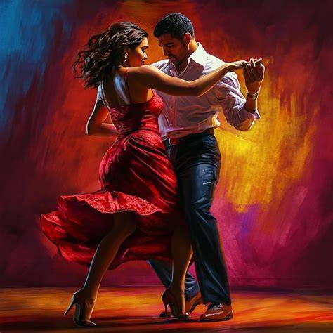 Foto de una pareja bailando merengue con alegría