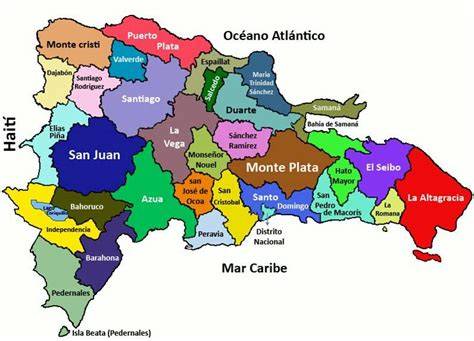 Mapa de la República Dominicana destacando la región del Cibao