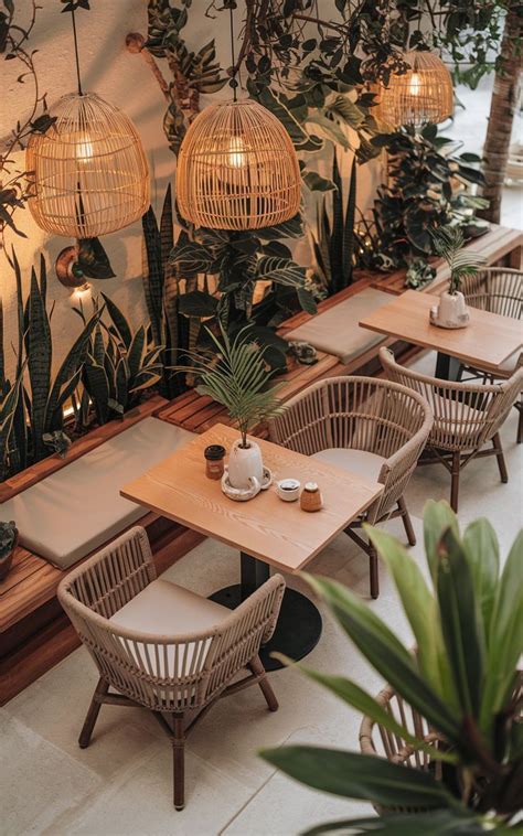 Terraza interior de un restaurante Neco con zona de cafetería