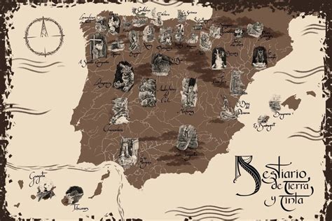 Ilustración de criaturas del folclore español, representando mouras, xanas o anjanas