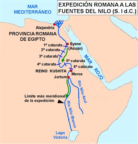 Mapa de las fuentes del río Nilo, mostrando el Nilo Blanco y Nilo Azul