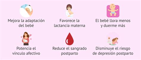 Infografía sobre los beneficios del contacto piel con piel y la lactancia materna.