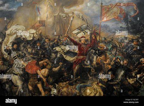 Ilustración artística de la batalla de Grunwald (1410) entre las fuerzas polaco-lituanas y los caballeros teutónicos