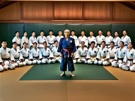 Ilustración de las primeras clases de judo en el Kodokan