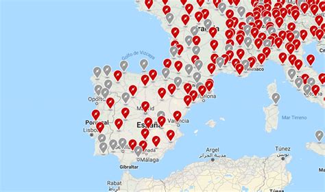 Mapa de la red de Supercargadores Tesla en España
