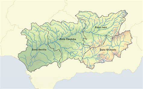 Mapa de la cuenca hidrográfica del río Guadalfeo en Granada